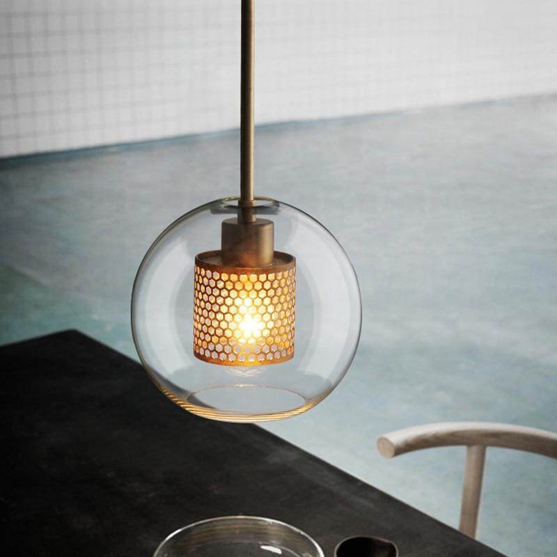 Nordic Modern Simple Glass Ball Single Head E27 LED Pendant Lights Personality Decorative Lighting For Living Room Bedroom Cafe