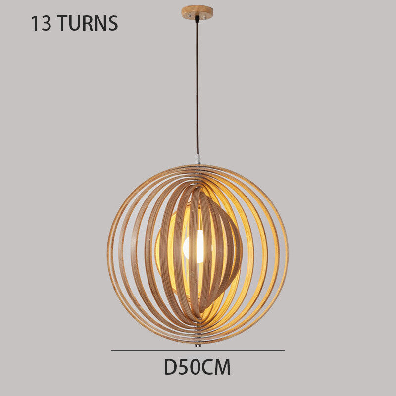 Rotating Moon Pendant Light Nordic Circular wood light dining table light Bedroom Bar Corridor Hanging Lamp