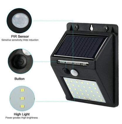 Solar Light 20 30 48 60 96 LED Waterproof PIR Motion Sensor Security Solar Lamp Outdoor Emergency Wall Light