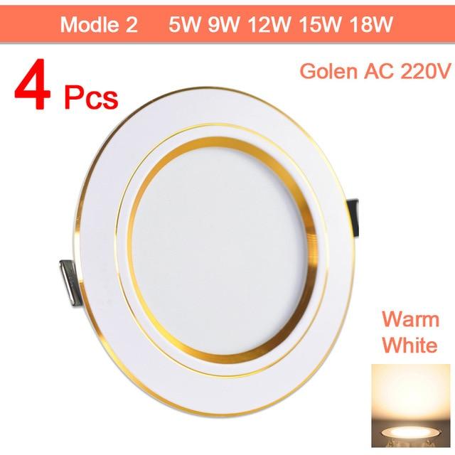 4pcs LED Spotlight 3W 5W 9W 12W 15W 18W LED Lamp AC Silver White Ultra Thin Indoor Round Recessed LED Spot Lighting