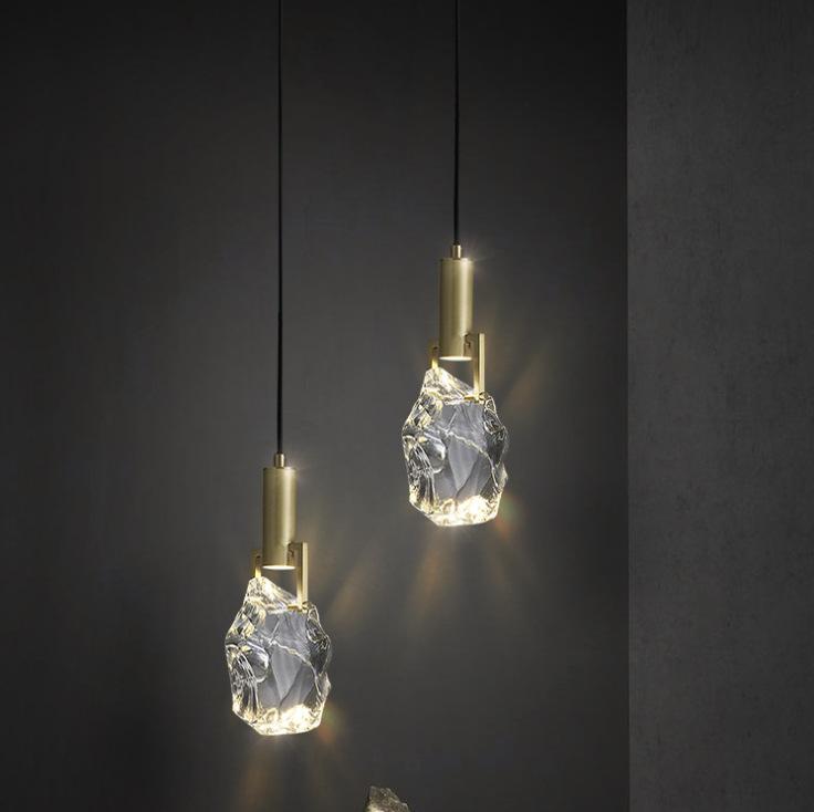 All-copper Original Stone Crystal Bedroom Bedside Small Chandelier Decorative Chandelier