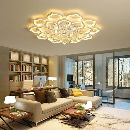 Crystal Led Acrylic Ceiling Light Dining/Living Room Bedroom Flower Crystal Luminaire Vintage Luxury Elegant Bluetooth