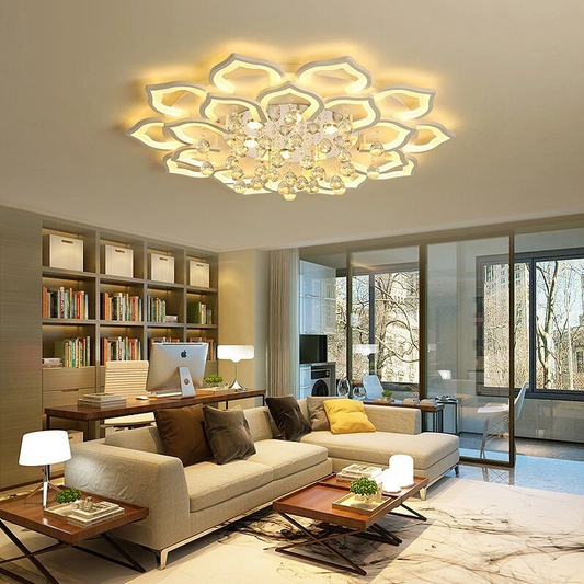 Crystal Led Acrylic Ceiling Light Dining/Living Room Bedroom Flower Crystal Luminaire Vintage Luxury Elegant Bluetooth
