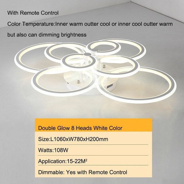 Gleam RC Modern Led Ceiling Lights For Living Room Bedroom Study Room Ceiling Lamp Plafondlamp White Color