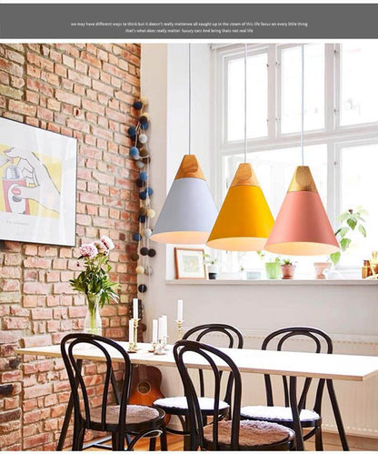 Nordic Modern Macaron Combination Wooden Pendant Lamp Loft Restaurant Cafe Decoration Pendant Light Bedroom Bedside Hanging Lamp