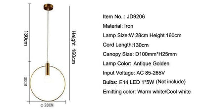 Modern Pendant Light Single Ring Hanging Lamp Arts Decoration Lighting