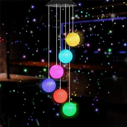 LED Solar Wind Chime Crystal Ball Hummingbird Wind Chime Light Color Changing Waterproof Hanging Solar Light For Home Garden