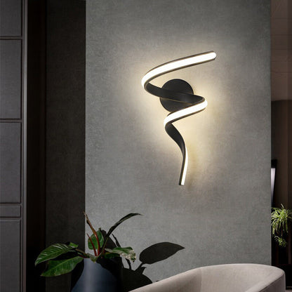 Modern LED Wall Lamp Minimalist Spiral Wall Light Curve Fixture Surface Mount Art Led Wall Sconce