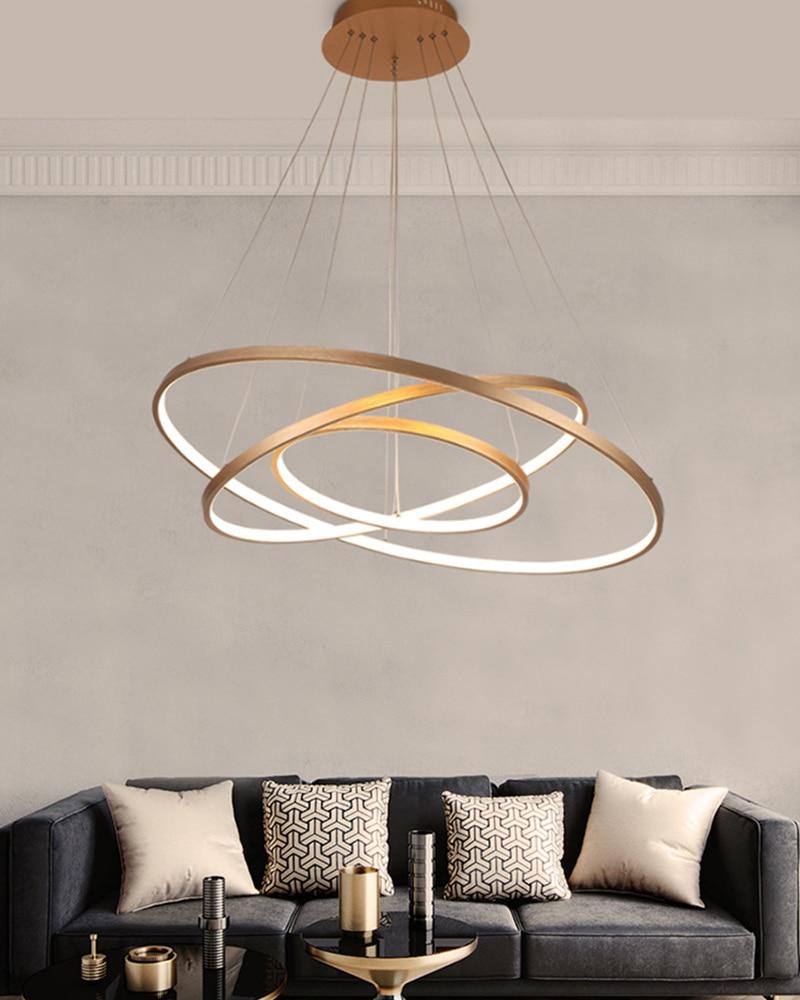 Aluminum Circle Rings Modern LED Chandelier lighting White&Black&Gold Lustre Living Kitchen Dining room nordic lamp luminarias