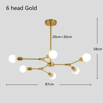Modern Sputnik Ceiling Chandelier Satellite Hanging Lamp Lustre Light Fixture 3 6 9 Iron Spider Home Living Dining Room Decor