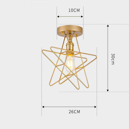 Vintage Ceiling Lights Iron Black/Golden Ceiling Lamp Retro Cage Lighting