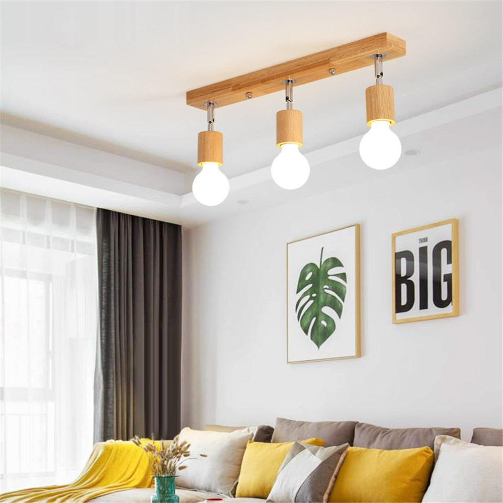 Modern Wood Metal Ceiling Lamp 39cm LED Coffe Bar Shop rRestaurant Decoration TV Background Lighting  Light Fixture