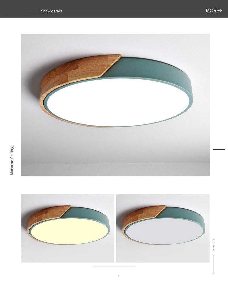 Modern Ceiling Light Wood Iron Acrylic Round Dustproof Lamp Kitchen Bedroom Porch LED Chip Decoration Lighting Fixture