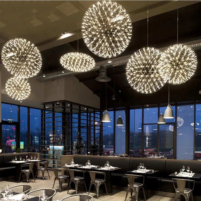Industrial Loft Iron Ball Sparking Pendant Light LED G4 Modern Nordic Hanging Lamp For Living Room Lobby Hotel Restaurant Cafe