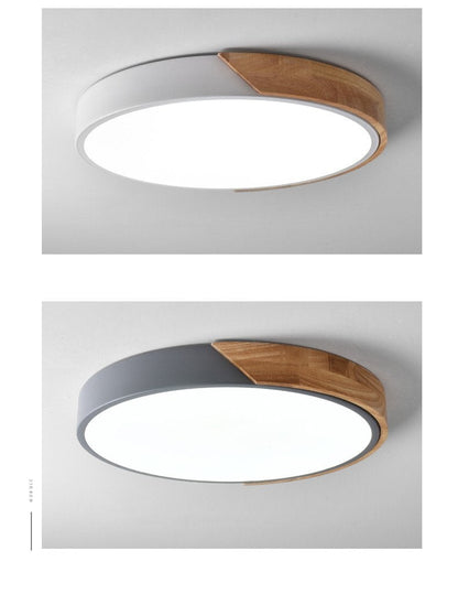 Modern Ceiling Light Wood Iron Acrylic Round Dustproof Lamp Kitchen Bedroom Porch LED Chip Decoration Lighting Fixture