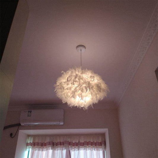 Lamp Living Room Simple Modern Bedroom Feather Pendant Lamp Creative Nordic postmodern Partial Ball Romantic Led Pendant Lights