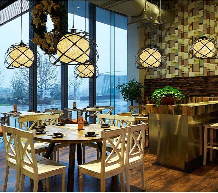 modern cage pendant light iron minimalist retro Scandinavian loft pyramid pendant lamp metal Hanging Lamp E27 Indoor DD01