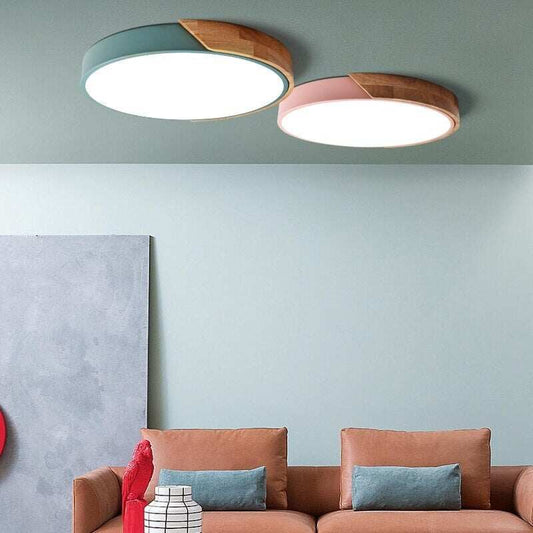 Modern LED Ceiling Light Macarons Colorful Indoor Lamp Wood Ironware Acrylic Kitchen Bedroom Foyer Decoration Lighting Fixture