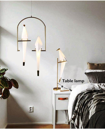 Modern Paper Crane Metal Chandelier For Restaurant Living Room Dining Room Children's Room LED Bird Design Pendant Lamp