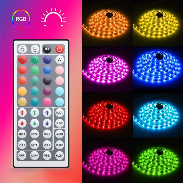 65FT LED Light Strips Waterproof Flexible with IR 44 Key Double Outlet Controller Extended Flexible Strip Lights for Bedroom Party Home Decration 360LEDs 5050SMD 10mm RGB 2x32.8FT