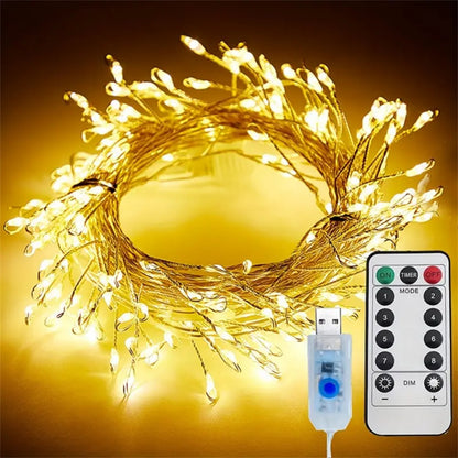 3M100LED/6M200LED/9M300LED/12M400LED Christmas USB with Remote Control Firecracker Light String