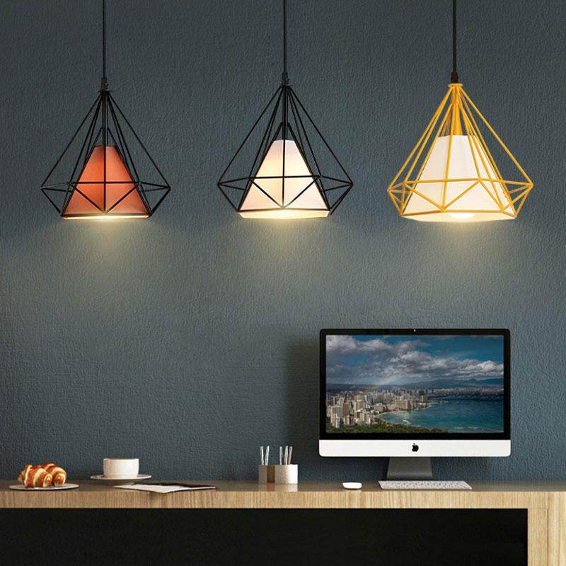 Modern Black Birdcage Pendant Light Iron Minimalist Retro Scandinavian Loft Pyramid Pendant Lamp Metal Cage With E27 ZDD0001