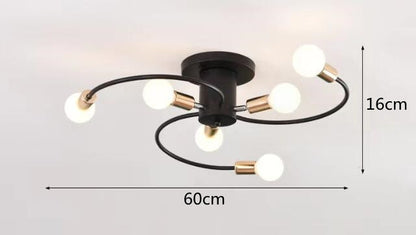 Household E27 Iron Ceiling Chandelier Lamp Modern Style Ceiling Lamp Bedroom Light Surface Installation Dining Room Lamp