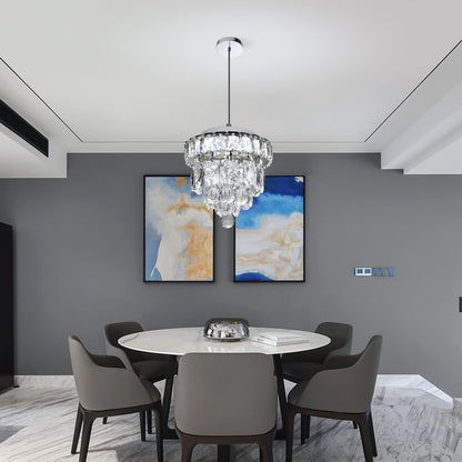 Mini Crystal Chandelier,Chrome Ceiling Pendant Light Fixtures,LED Crystal Flush Mount Ceiling Light Dimmable for Room Hallway