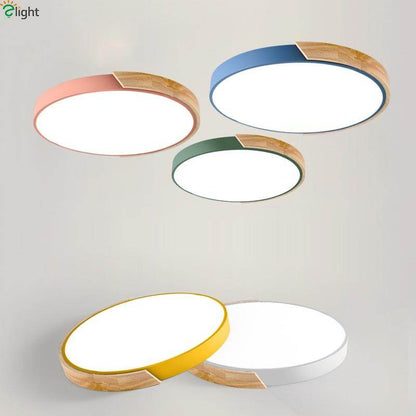 Nordic Oak App Dimmable Led Ceiling Lights Living Room Round Multicolor Alloy Led Ceiling Lamp Bedroom Led Ceiling Light Fixture
