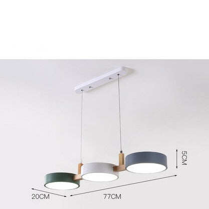 Three Head Restaurant Lamp Modern Simple Makaron Color Bar Bedroom Cafe Chandelier