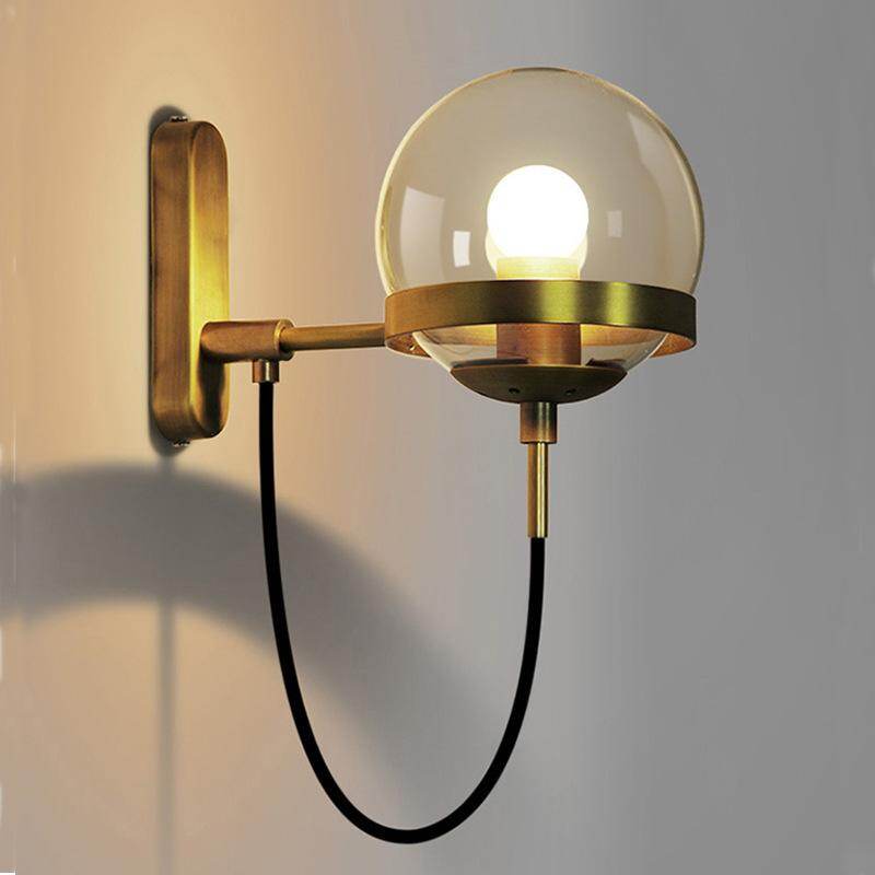 Glass Ball Magic Bean Copper Wall Lamp Creative Dining Room Living Room Bedroom Bedside Corridor Corridor Glass Ball Art Wall Lamp