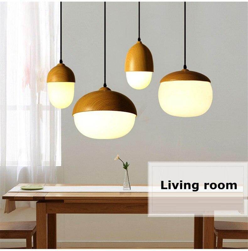 Imitation Wood Nut Pendant Lamp Industrial Retro Kitchen Shade Light for Dining Room Restaurant Island Decoration