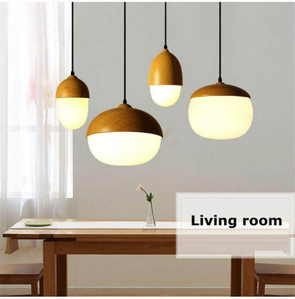 Imitation Wood Nut Pendant Lamp Industrial Retro Kitchen Shade Light for Dining Room Restaurant Island Decoration