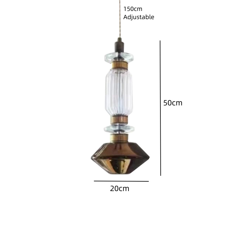Clear Amber Glass LED Chandelier Modern Pendant Lamp Hall Parlor Restaurant Bedside Lighting Fixtures