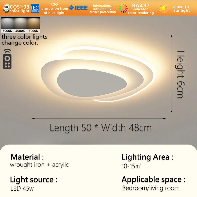 New Arrival Minimalist Oval Smart Ceiling Light | Artistic Lighting for Living Room & Master Bedroom