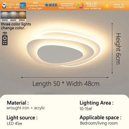 New Arrival Minimalist Oval Smart Ceiling Light | Artistic Lighting for Living Room & Master Bedroom