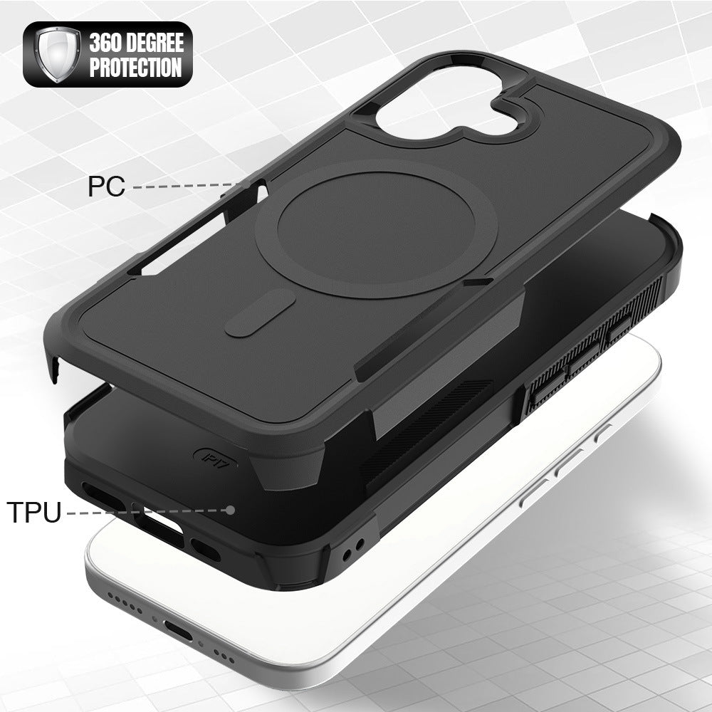 Premium 2IN1 Heavy Armor Magnetic Charging Case for IPhone 17 Air 16 15 Pro Max Shockproof PC Matte Protect Cover