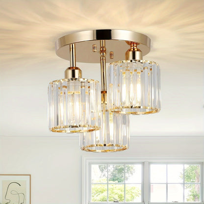 Modern Gold Luxury Crystal 3-ligh E27 chandelier Living Room Bedroom Dining Room Kitchen Foyer Cloak Room Corridor Ceil