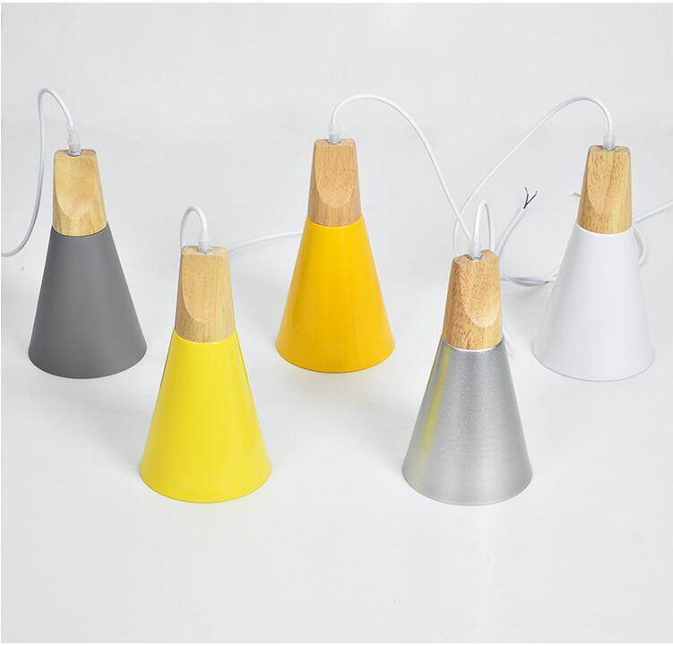 Nordic Combined Bar Real Wood Pendant Lights Multicolor Aluminum Lamp Shade Pendant Lamps for Dining Room Home Lighting Fixture