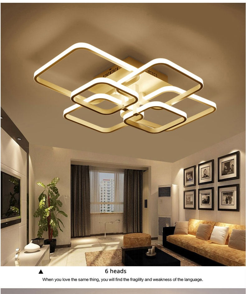 Square Circel Rings Ceiling Lights For Living Room Bedroom Home Modern Led Ceiling Lamp Fixtures lustre plafonnier ping