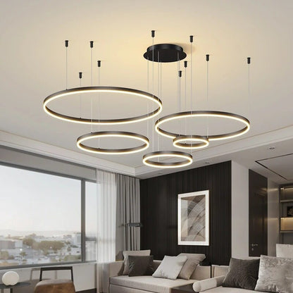 Nordic LED Pendant Lights Art Free combination Rings Cord Pendant Lamp For Living Room Kitchen Cafe Bedroom Hanging Lights