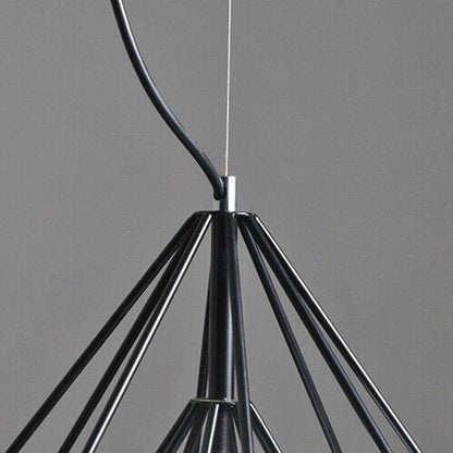 Modern Art Deco Black/White Birdcage Pendant Lights Iron Minimalist Retro Light  Loft Pyramid Lamp Led Bedroom Kitchen Bar Cafe