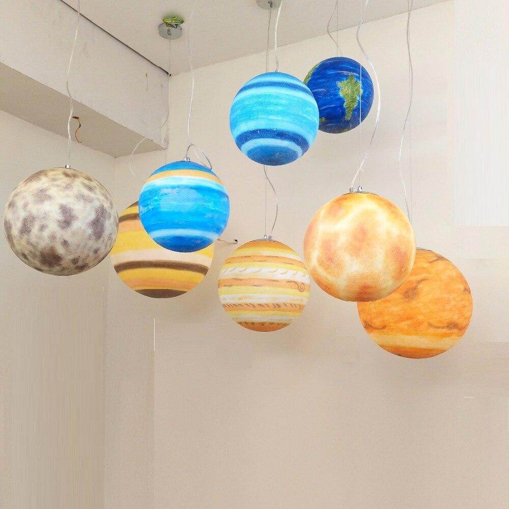 Modern Designer Creative Universe Resin Pendant Light Theme Park Child Room Living Room Hall Starry Moon Ball Pendant Lamp