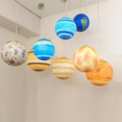 Modern Designer Creative Universe Resin Pendant Light Theme Park Child Room Living Room Hall Starry Moon Ball Pendant Lamp