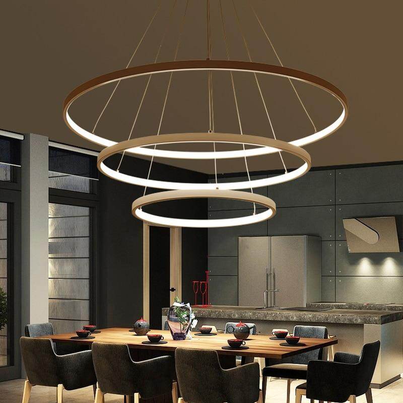 Modern Circle Rings Acrylic Aluminum Pendant Lights For Living Room Dining Room