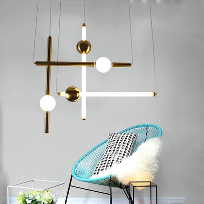 Modern Glass Metal Ball Pendant Lights Luminaria Cylinder Pipe Industrial Lamp Hanglamp Lustre Suspension