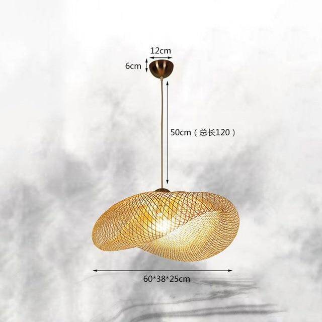 Bamboo LED E27 Wicker Rattan Wave Shade Pendant Light Vintage Japanese Lamp Suspension Home Indoor Dining Table Room Lighting