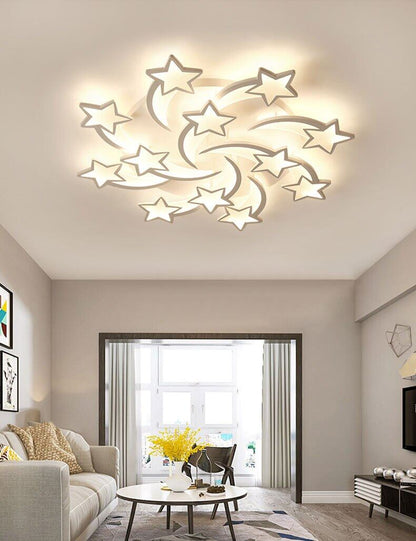 IRALAN modern led chandelier art deco  room indoor lamp white star for living room dining room bedroom kid's room kitchen remote