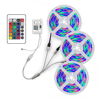 Intelligent Dimming App Control Flexible Led Strip Lights 15M (3x5M) 2835 RGB SMD IR 24 Key Controller with 12V 3A Adapter Kit