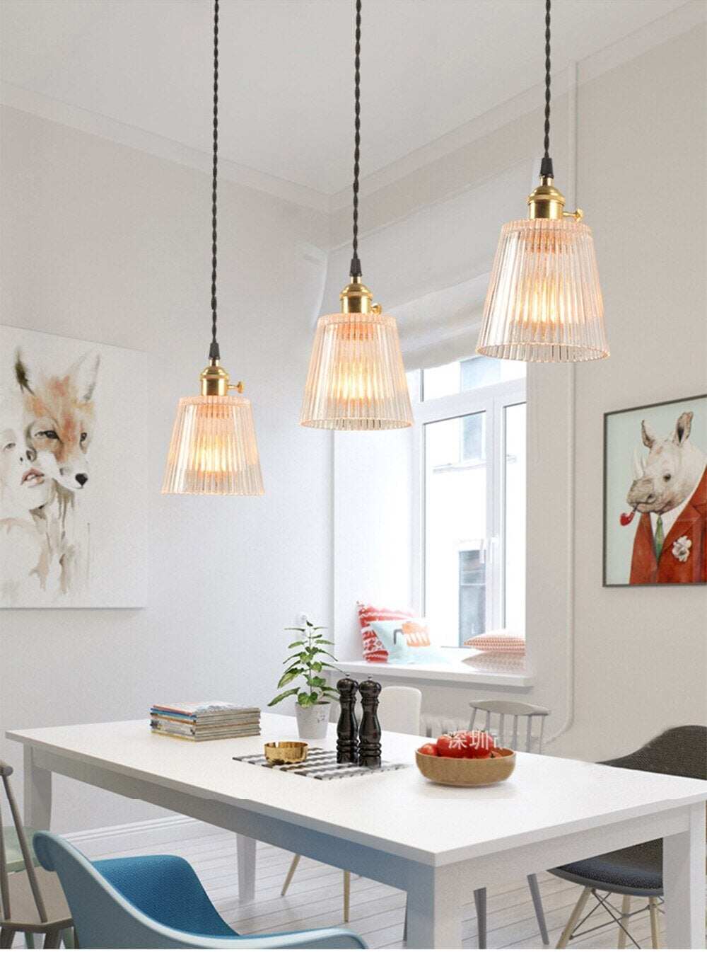 LED Brass Glass Pendant Lights E27 125mm Hanging Lamps Minimalist Personality Restaurant Bar Terrace Cafe Decorative Luminair